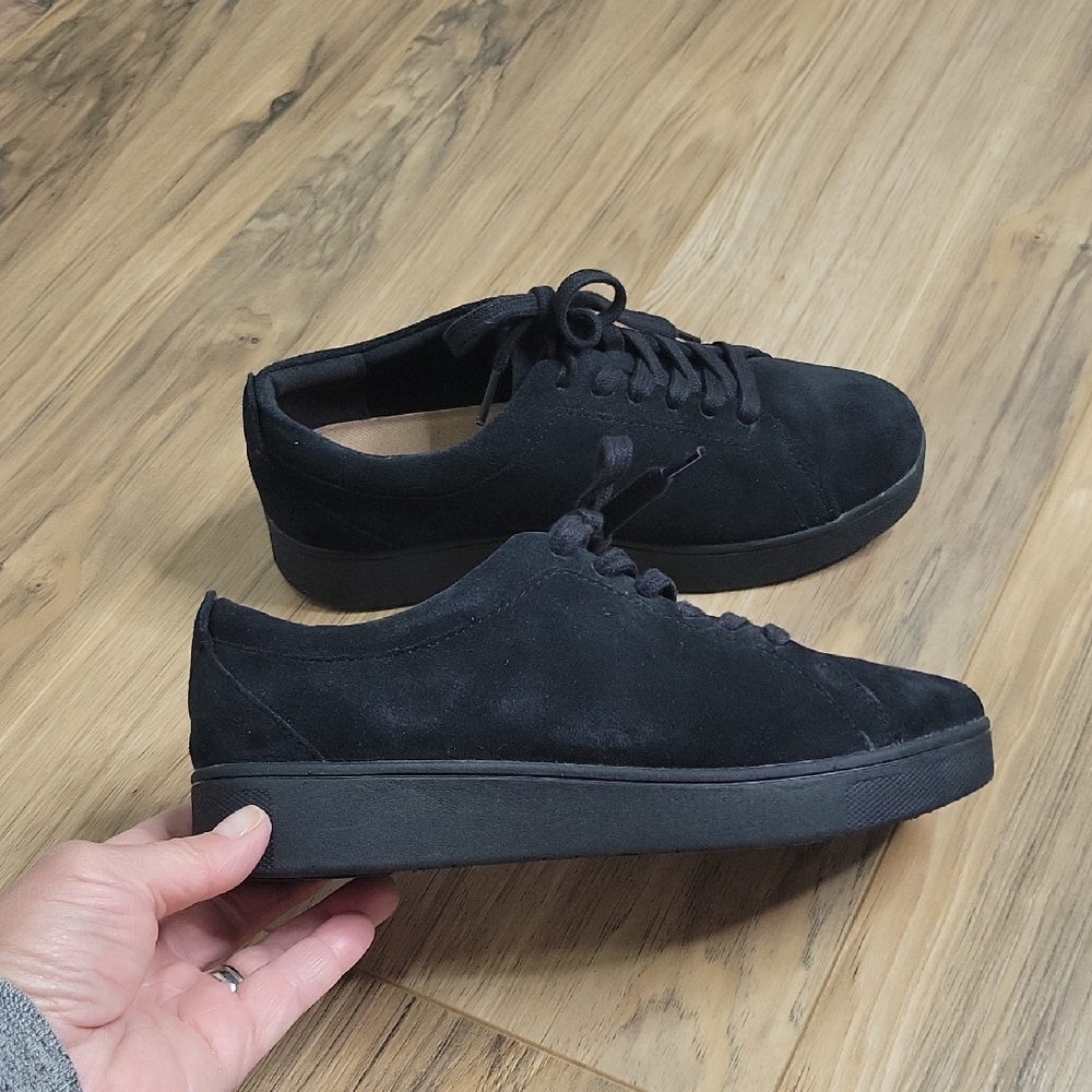 Fitflop Black Suede Rally Sneakers Minimalist Design
